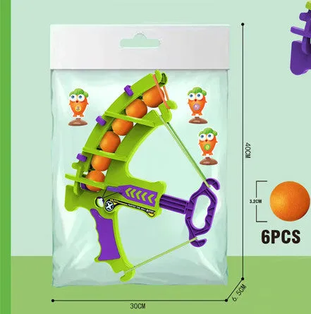 Children's plastic sticky ball radish bow toy set with green bow, six balls, and three targets