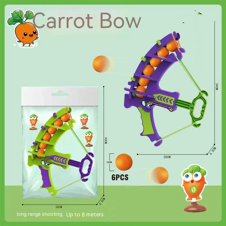 Children's plastic sticky ball radish bow toy set with green bow, six balls, and three targets