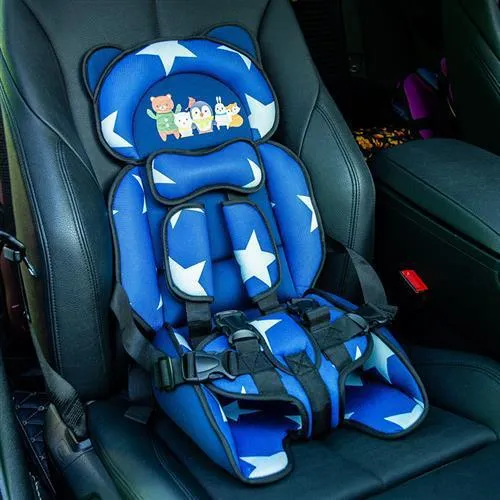 Child safety seat cushion portable single seat without backrest with bear print design