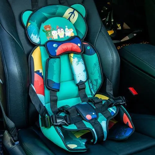 Child safety seat cushion portable single seat without backrest with bear print design