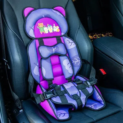 Child safety seat cushion portable single seat without backrest with bear print design