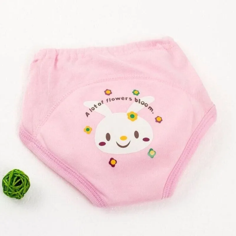 Reusable cotton training pants with four layers including waterproof PU barrier, animal print design