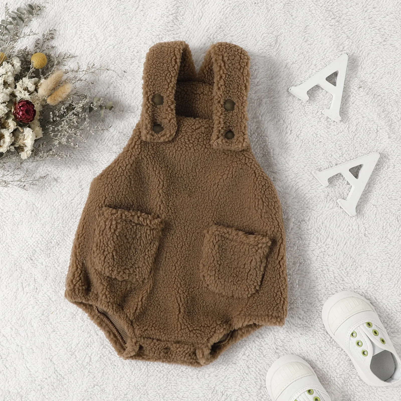 Cotton kids romper bodysuit in Granny Grey for babies 60cm to 90cm height European style