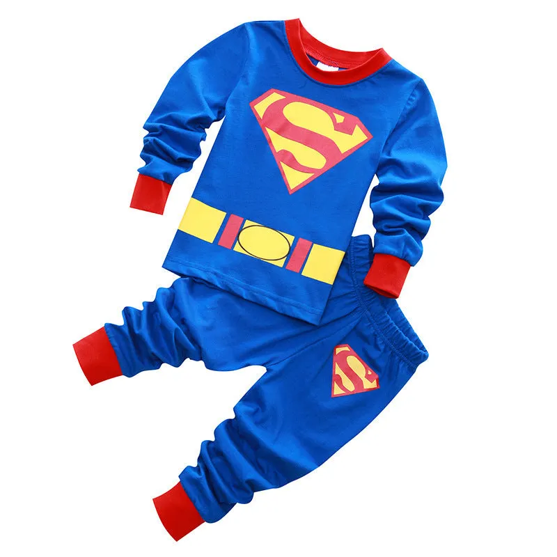 Boys navy blue 100% cotton long sleeve pyjama top with cartoon pattern, class A safety sleepwear