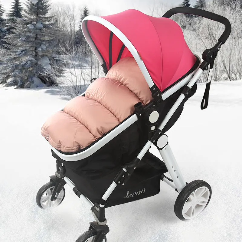 Baby stroller foot cover windshield made of Oxford cloth in black attached to a pushchair frame