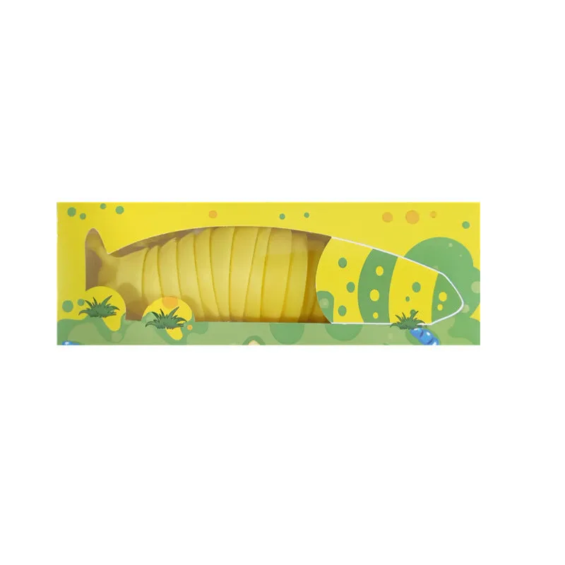 Decompression fidget toy simulation slug in blue plastic, 19 cm long, on a white background