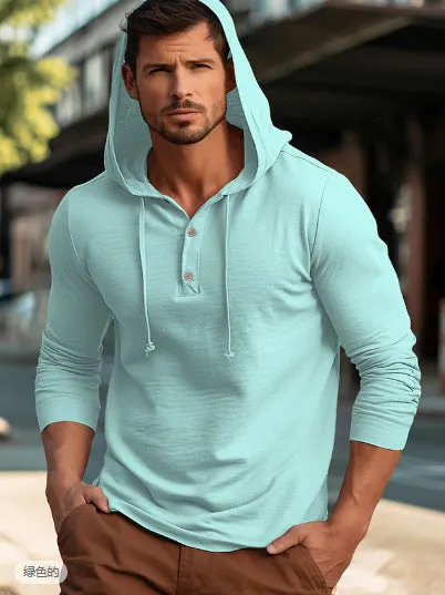 Cotton casual sports hoodie pullover in dark blue colour with long sleeves
