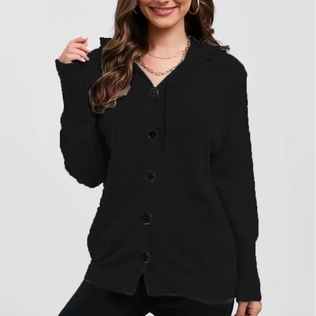 Women's loose fit hooded cardigan in coloured cotton, shown in army green.