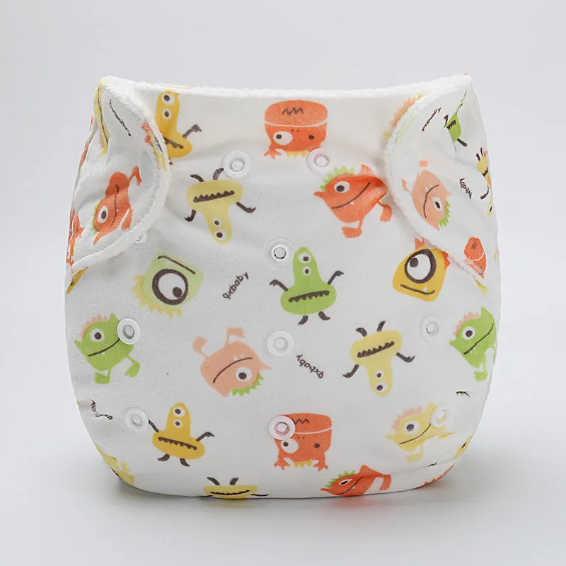 Baby cloth diaper pants in cartoon print, polyester fibre reusable nappy cover for 0-3 years