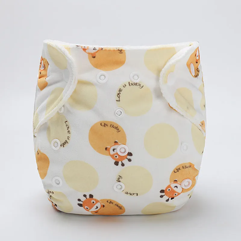 Baby cloth diaper pants in cartoon print, polyester fibre reusable nappy cover for 0-3 years