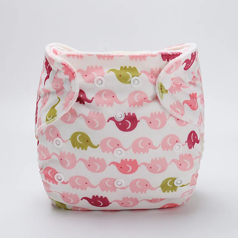 Baby cloth diaper pants in cartoon print, polyester fibre reusable nappy cover for 0-3 years