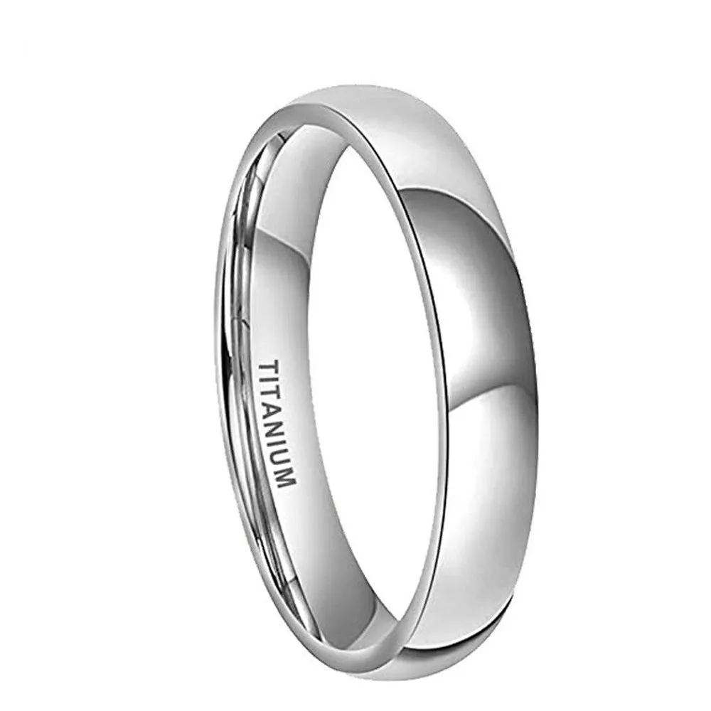 Silver titanium steel unisex ring shown in 2mm, 4mm, and 6mm width options.