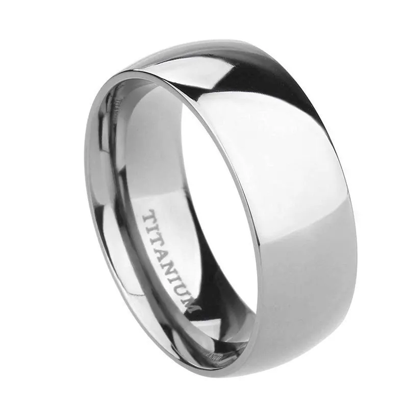 Silver titanium steel unisex ring shown in 2mm, 4mm, and 6mm width options.