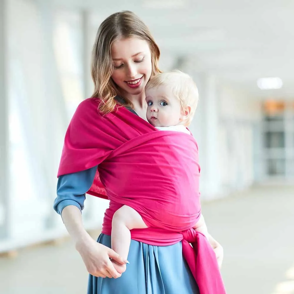 Fashion baby sling carrier in pink, 5.3m length, for infants under 1 year, soft fabric wrap