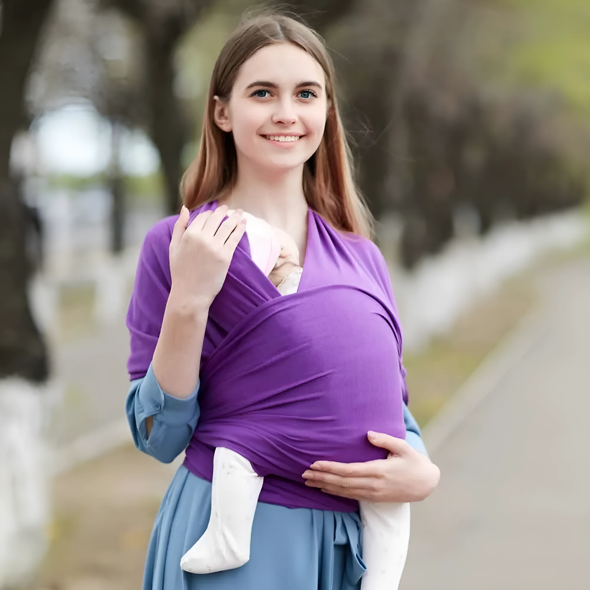 Fashion baby sling carrier in pink, 5.3m length, for infants under 1 year, soft fabric wrap