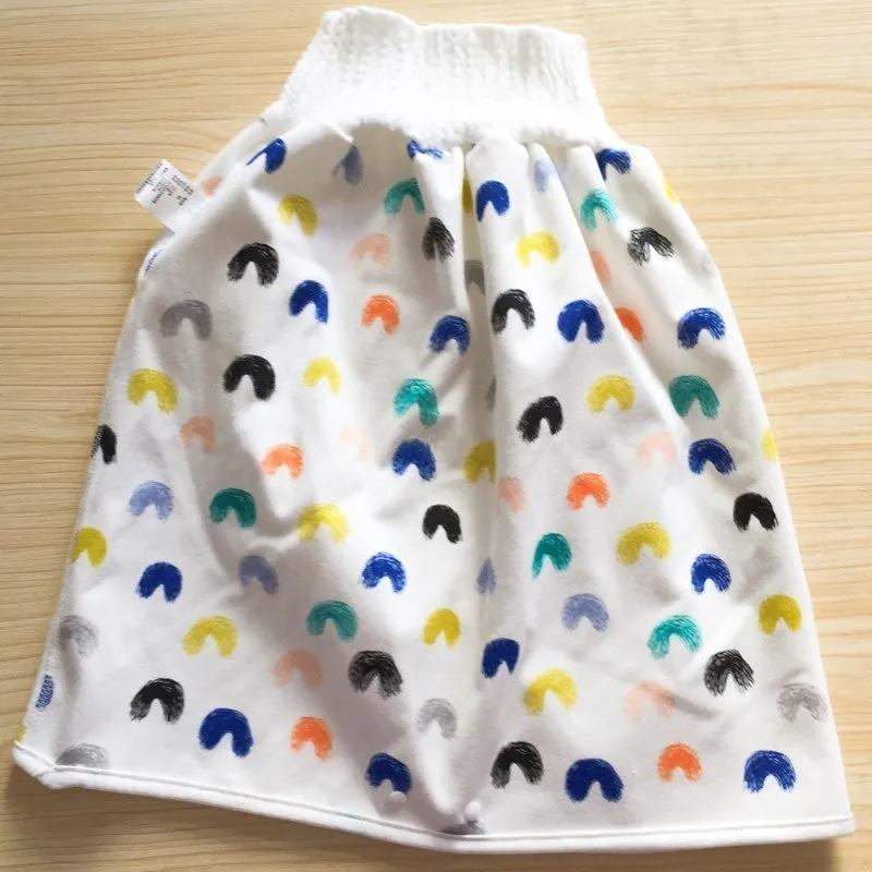 Pure cotton baby diaper skirt in dinosaur print, small size 0-4 years, with button fastening