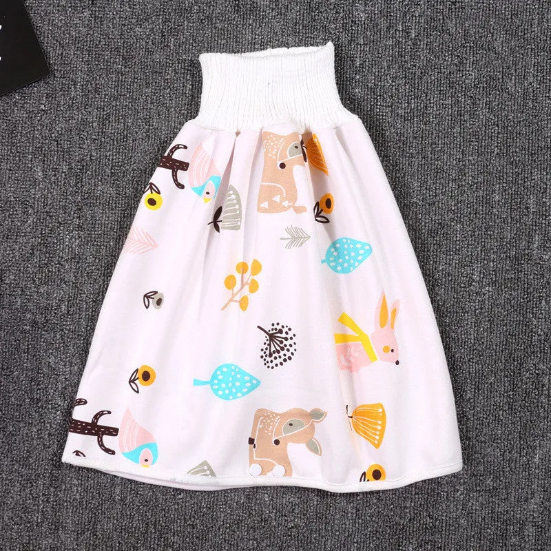 Pure cotton baby diaper skirt in dinosaur print, small size 0-4 years, with button fastening