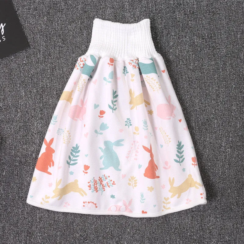 Pure cotton baby diaper skirt in dinosaur print, small size 0-4 years, with button fastening