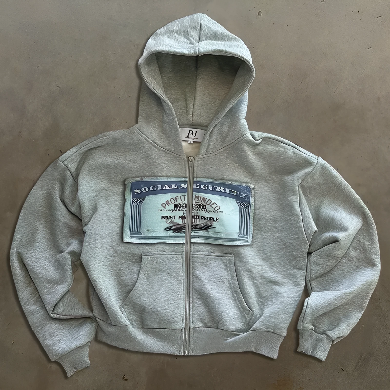 Unisex loose fit hoodie zipper jacket with letter pattern in black, grey, or pink colour