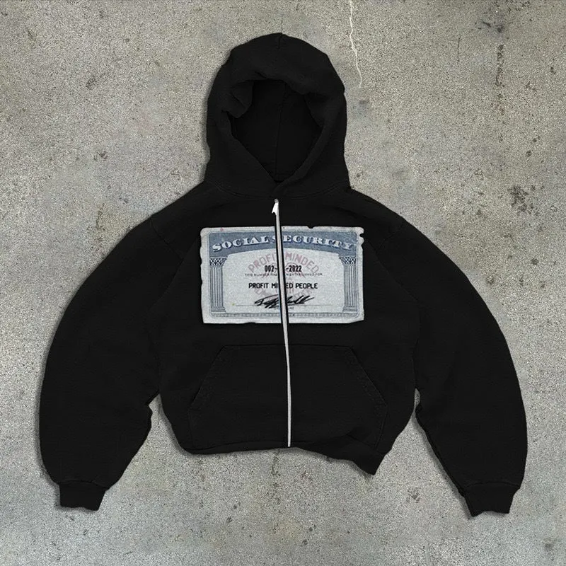 Unisex loose fit hoodie zipper jacket with letter pattern in black, grey, or pink colour