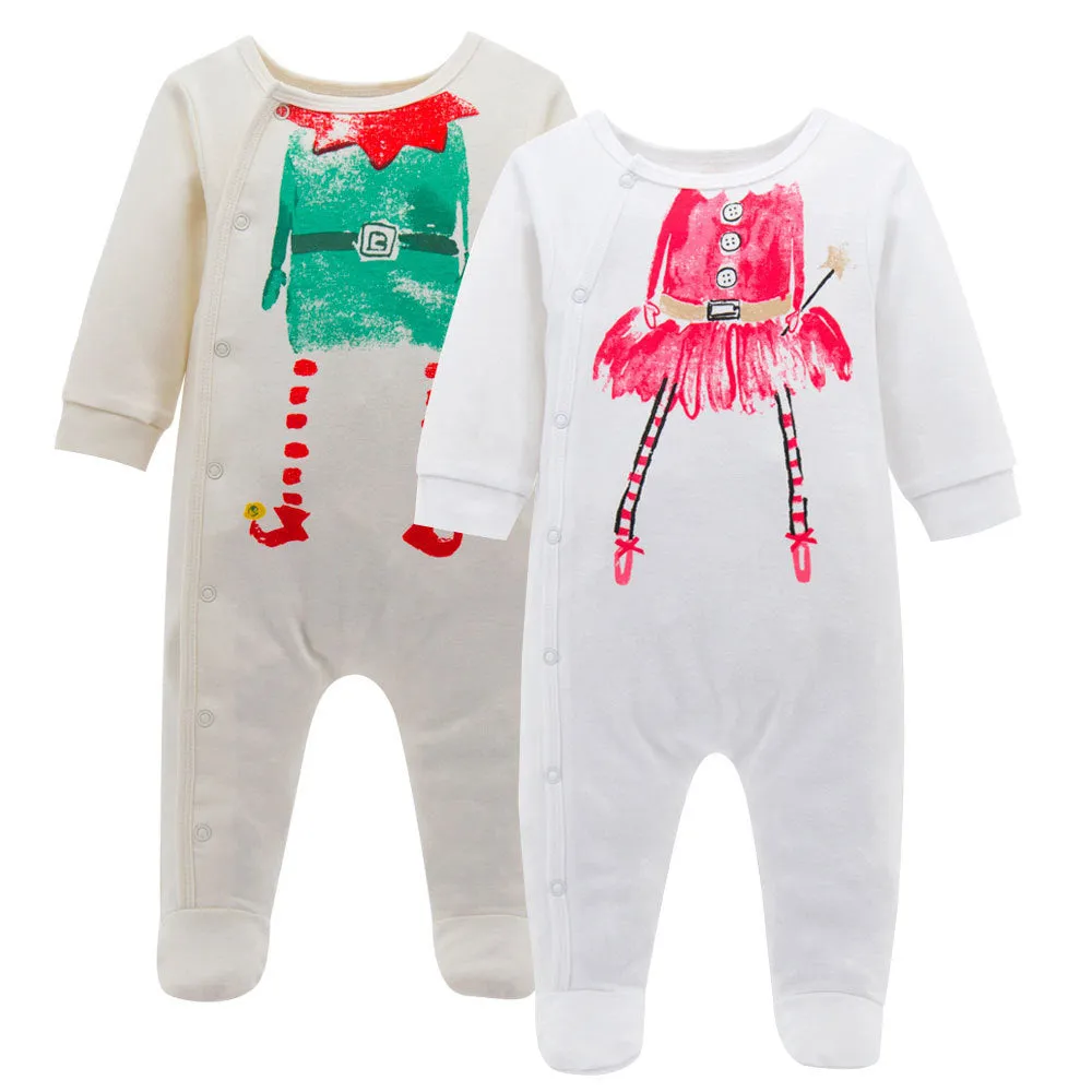 Baby onesie long sleeve cotton concealed button closure red group pattern infant bodysuit