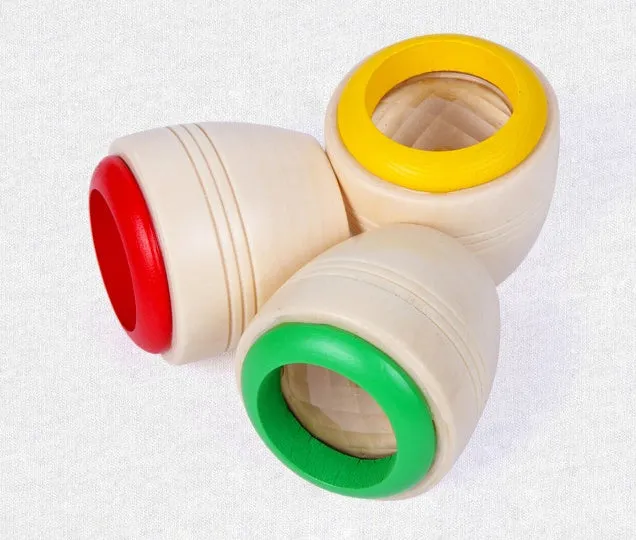 Wooden magic kaleidoscope toy for babies and children rotating effects 5 x 5.5cm green colour