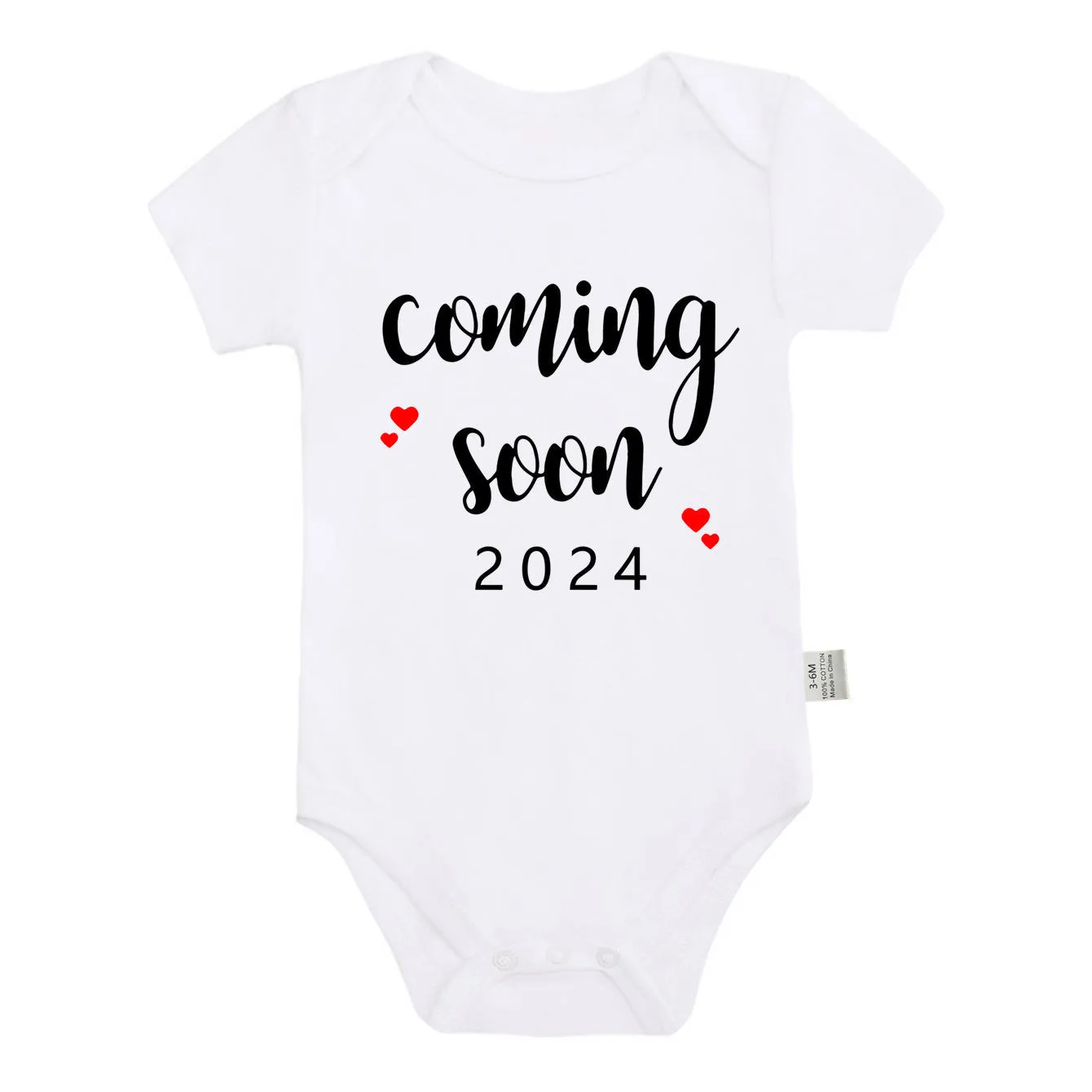 Announced Pregnancy 2024 newborn baby romper in pure cotton with short sleeves, triangle jumpsuit style, white colour, size 0-3M