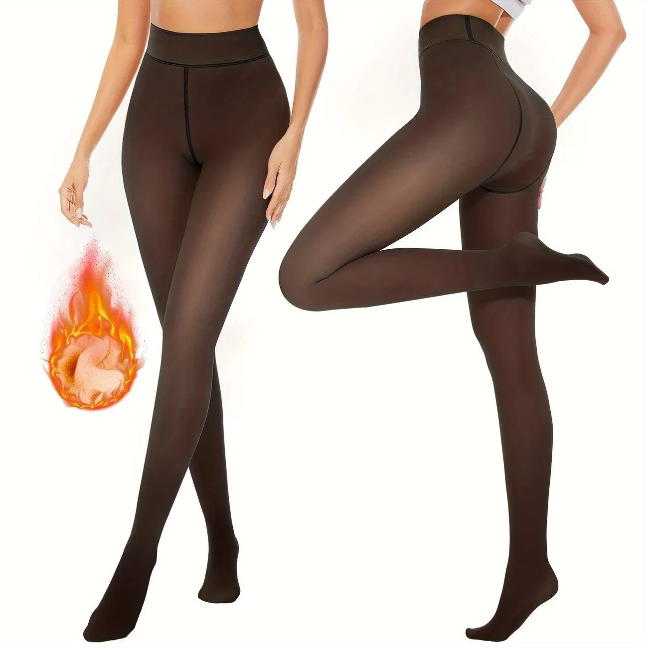 Anti-snagging thermal leggings with wool lining in black, coffee and silver silk styles