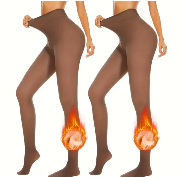 Anti-snagging thermal leggings with wool lining in black, coffee and silver silk styles