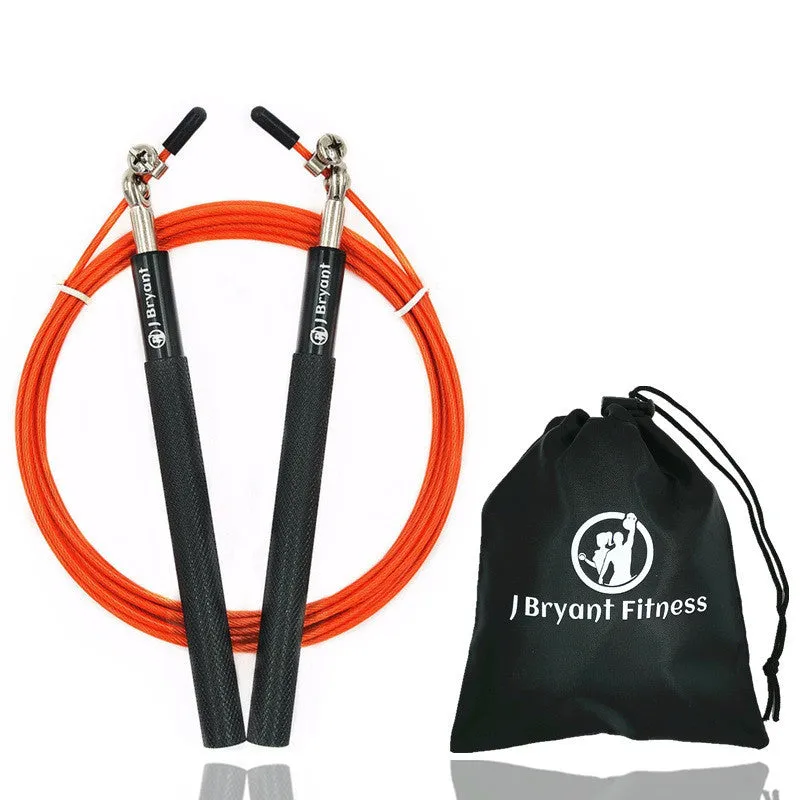 CrossFit speed jump rope with aluminium handle and 3m wire cable in black with carrying bag
