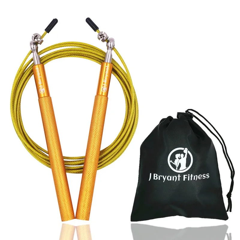 CrossFit speed jump rope with aluminium handle and 3m wire cable in black with carrying bag