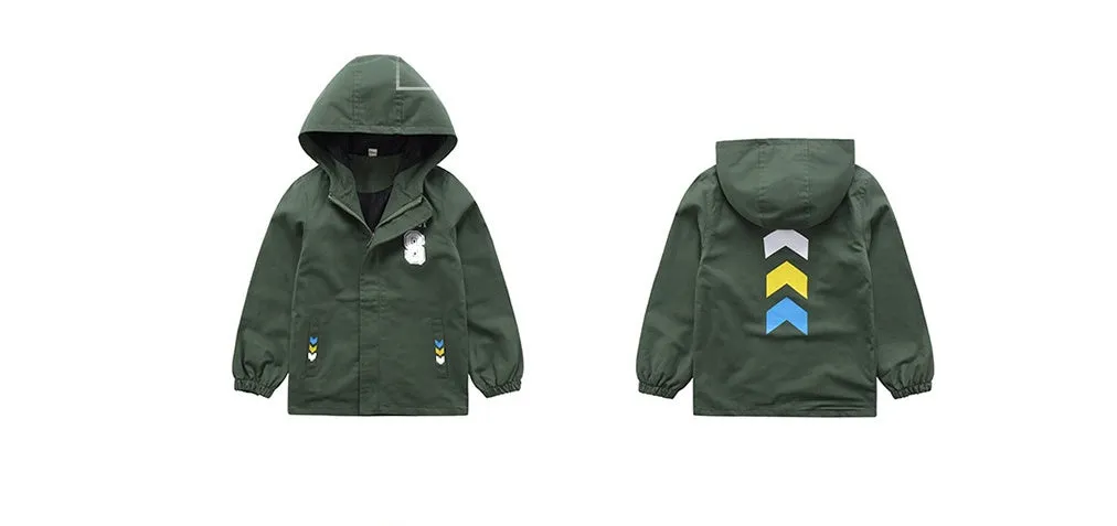 Children's winter jacket with velvet lining Korean style windbreaker in brown, green, navy sizes 110-160cm