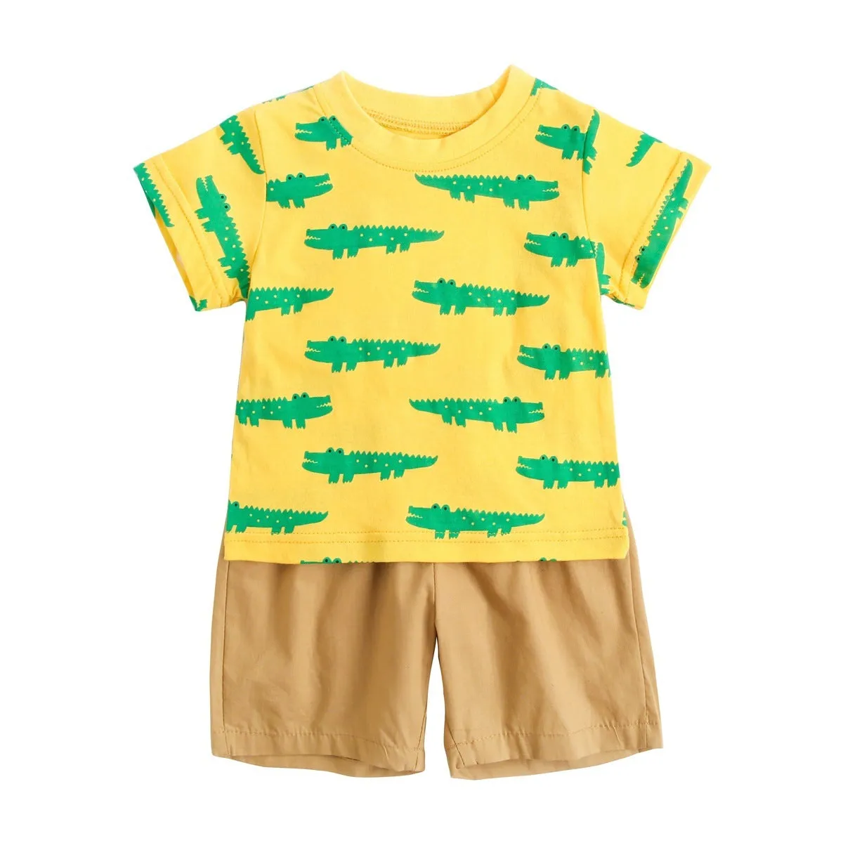 Cartoon cotton baby boys summer suit in Blue Whale print with blue top and matching trousers