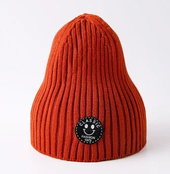 Children unisex fashion ribbed hat in nylon, one size, available in beige, black, caramel, green, grey, wine red
