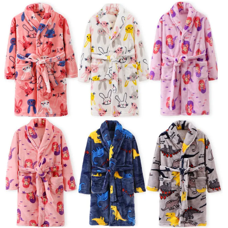 Children's autumn winter flannel pyjamas in purple mermaid design, unisex, sizes 110-170cm