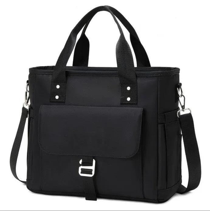 Portable cube style hiking picnic bag with removable shoulder strap and side pocket in Oxford cloth