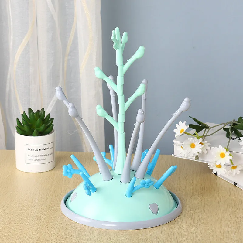 Portable baby bottle drying rack in green colour, 37x22cm, made from non-toxic PP material