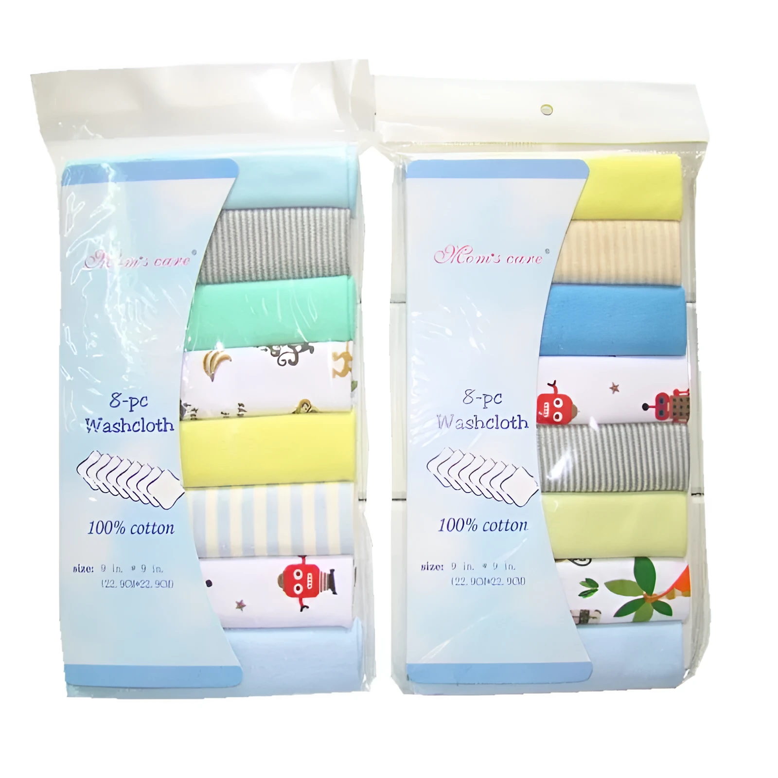 8 cotton newborn baby towels in assorted colours for boys and girls