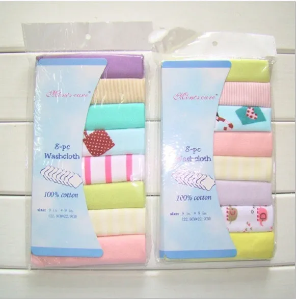 8 cotton newborn baby towels in assorted colours for boys and girls