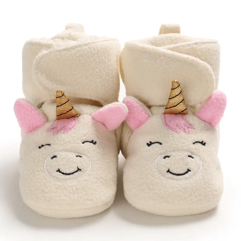 Baby toddler soft sole shoes in cotton with Velcro closure, mid-top design, neutral colour, size 12cm for autumn winter