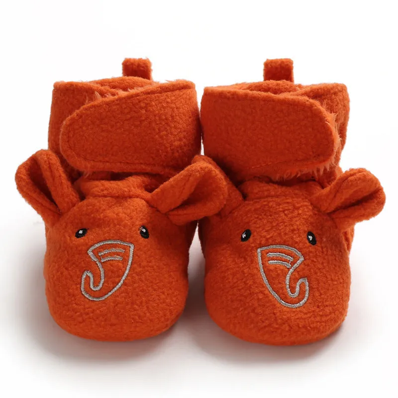 Baby toddler soft sole shoes in cotton with Velcro closure, mid-top design, neutral colour, size 12cm for autumn winter