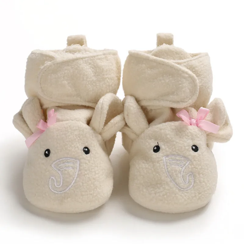 Baby toddler soft sole shoes in cotton with Velcro closure, mid-top design, neutral colour, size 12cm for autumn winter