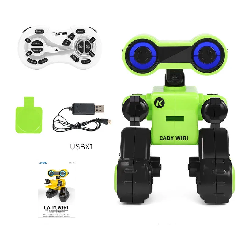 Green and yellow children's remote control robot toy made of ABS plastic, 16x17x24cm