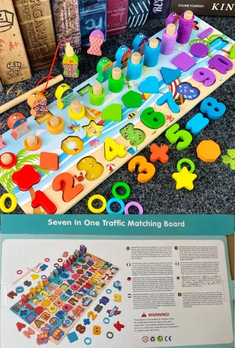 Wooden Montessori arithmetic magnetic matching building block toy for 3D preschool children educational play