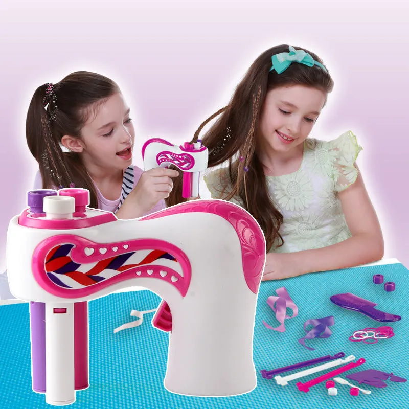 Automatic hair braiding device plastic purple toy with colour box