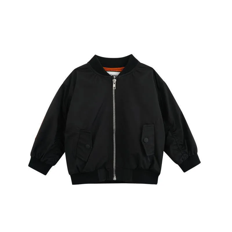 Boys children's PU jacket in black, short length cotton construction, leather-look casual outwear