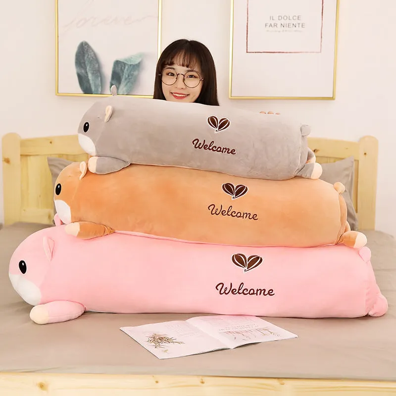Grey hamster plush toy with stretch velvet fabric and down cotton filling, 100cm size