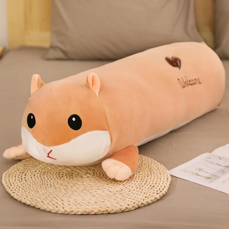 Grey hamster plush toy with stretch velvet fabric and down cotton filling, 100cm size