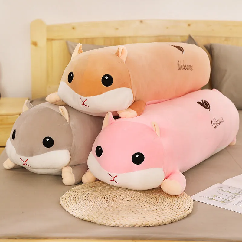 Grey hamster plush toy with stretch velvet fabric and down cotton filling, 100cm size