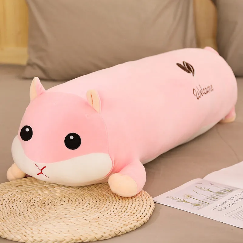 Grey hamster plush toy with stretch velvet fabric and down cotton filling, 100cm size